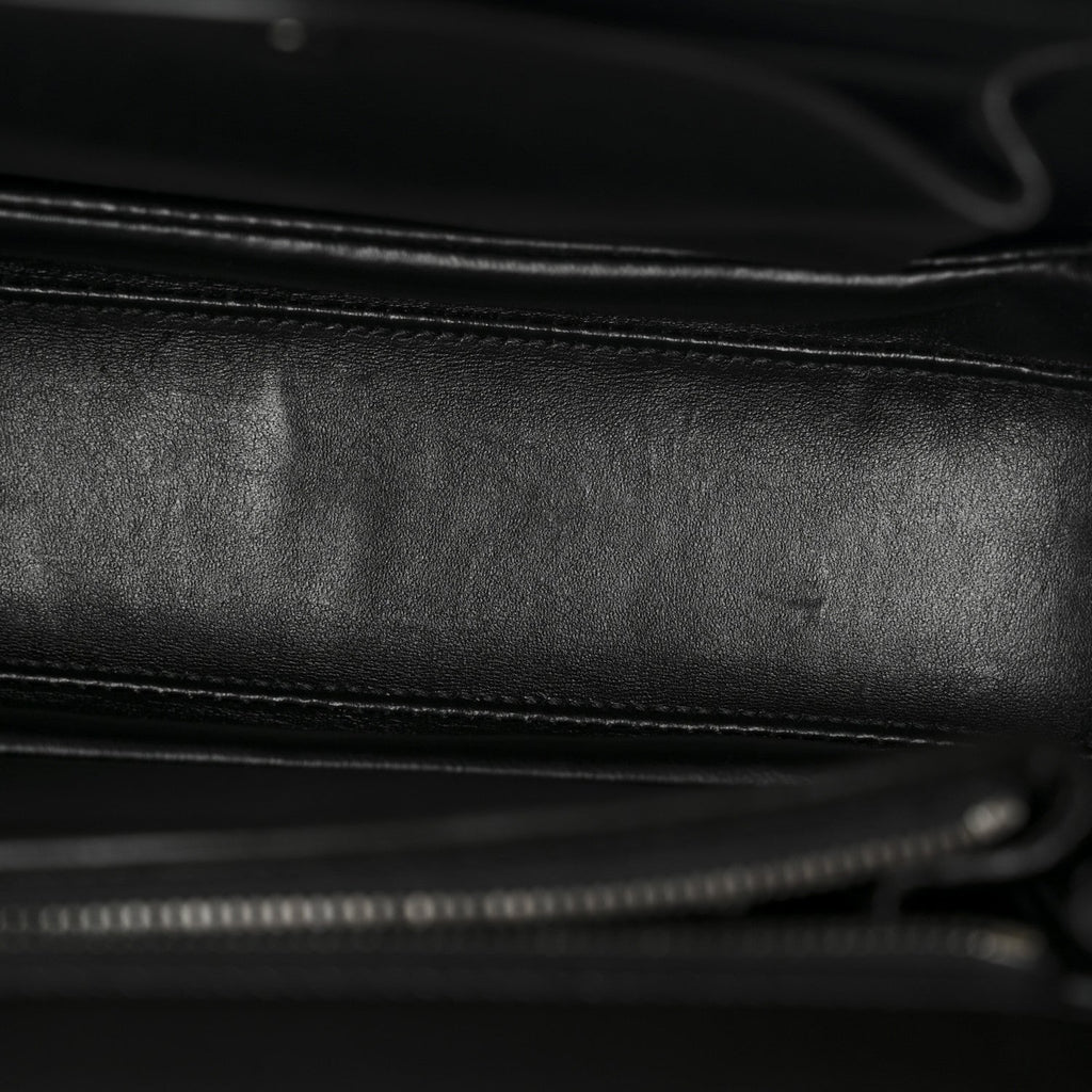 Gucci Boarded Dyana Lux Calfskin Web Monochrome Medium Bamboo 1947 Top Handle Bag Black