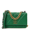 Chanel Lambskin Quilted Chanel 19 Wallet On Chain WOC Green