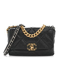 Chanel Goatskin Quilted Medium Chanel 19 Flap Black