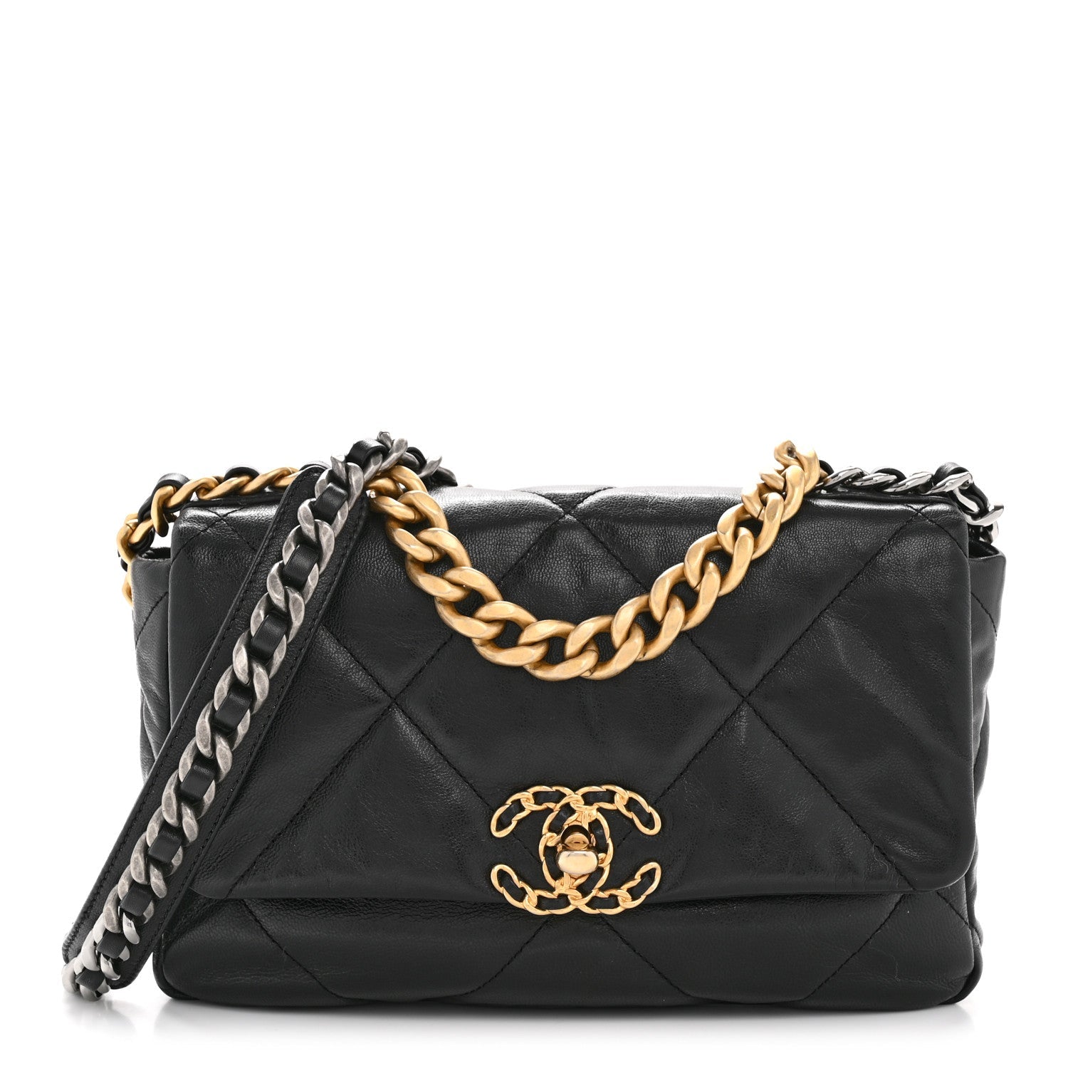 Chanel Goatskin Quilted Medium Chanel 19 Flap Black