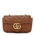 Gucci Azalea Calfskin Matelasse Diagonal Super Mini GG Marmont Shoulder Bag Cuir