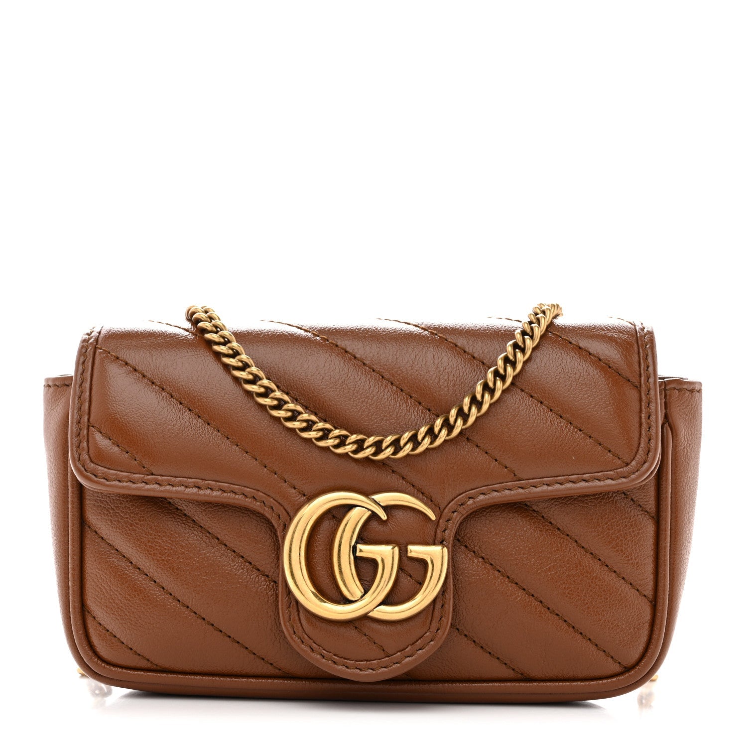 Gucci Azalea Calfskin Matelasse Diagonal Super Mini GG Marmont Shoulder Bag Cuir