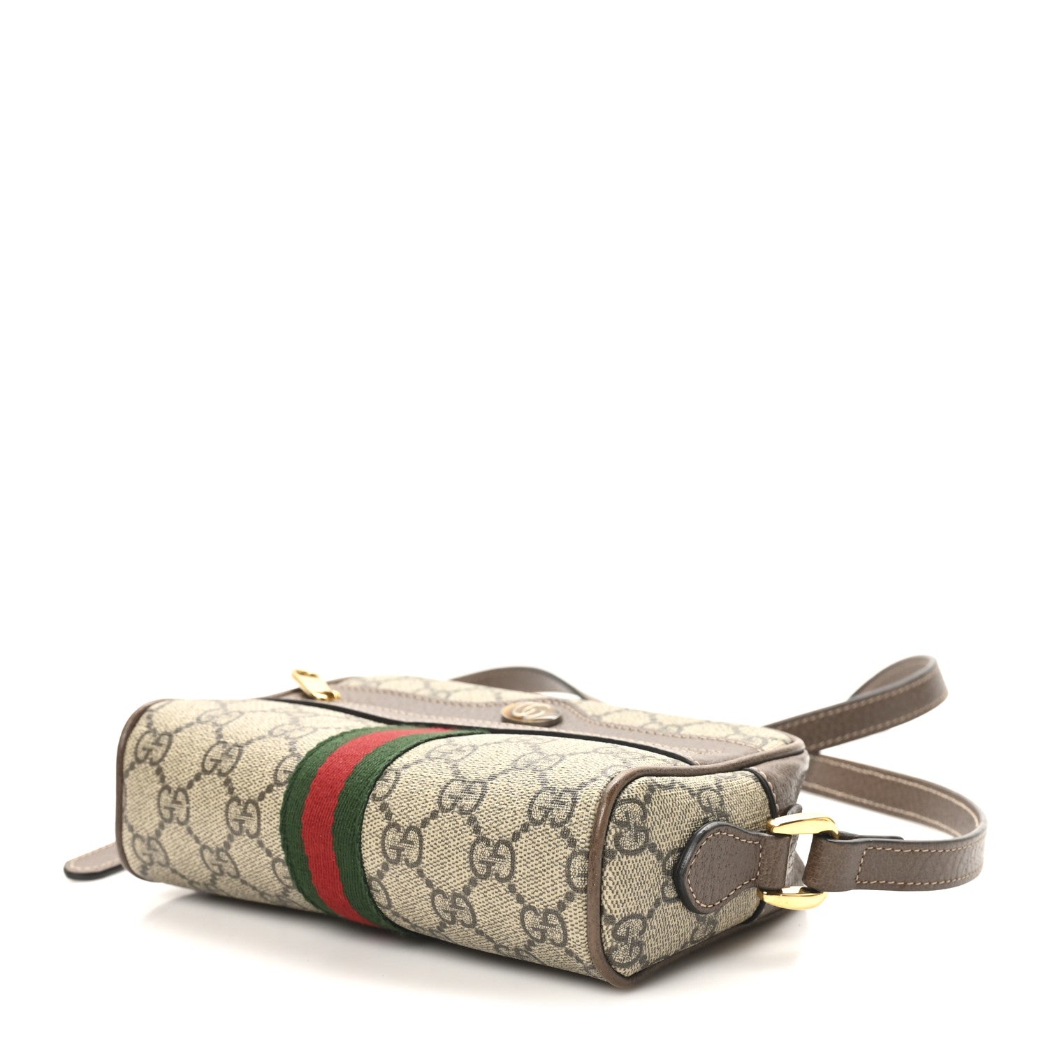 Gucci GG Supreme Monogram Web Mini Ophidia Shoulder Bag Brown