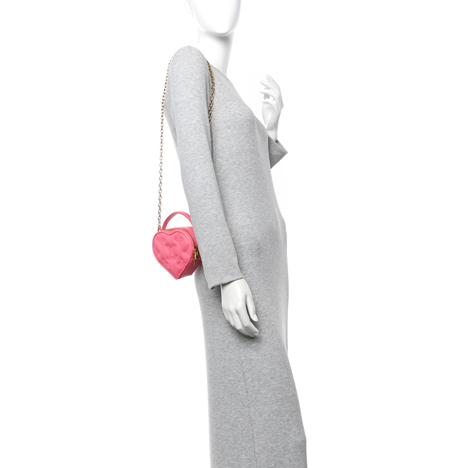 Louis Vuitton Calfskin Embroidered Monogram Pop My Heart Bag Pouch Dragon Fruit Pink