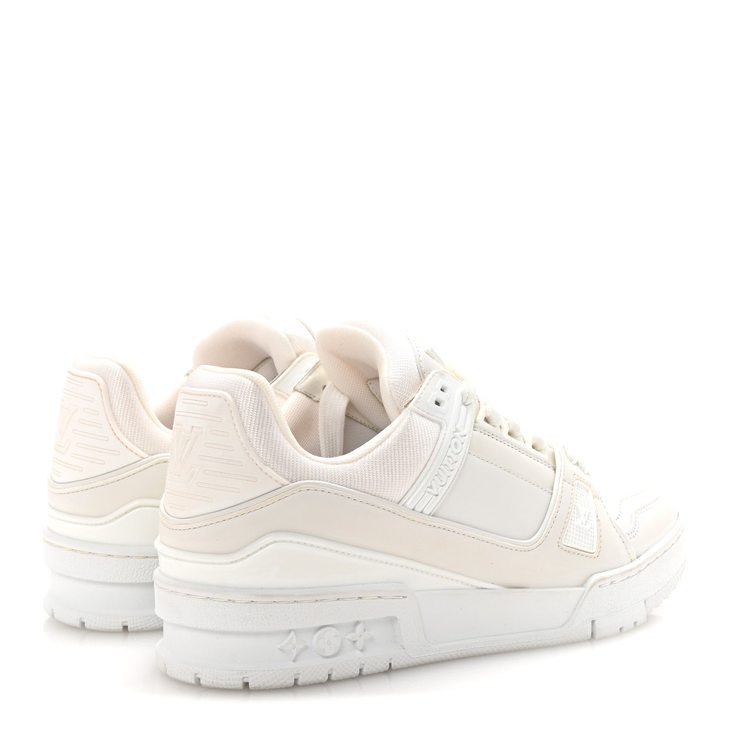 Louis Vuitton Calfskin Womens LV Trainer Sneakers 37.5 White