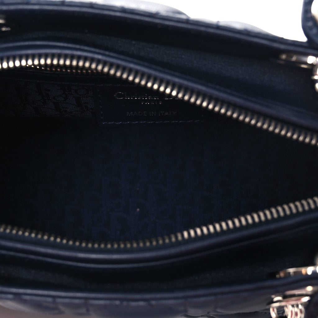Christian Dior Lambskin Cannage Medium Lady Dior Navy Blue