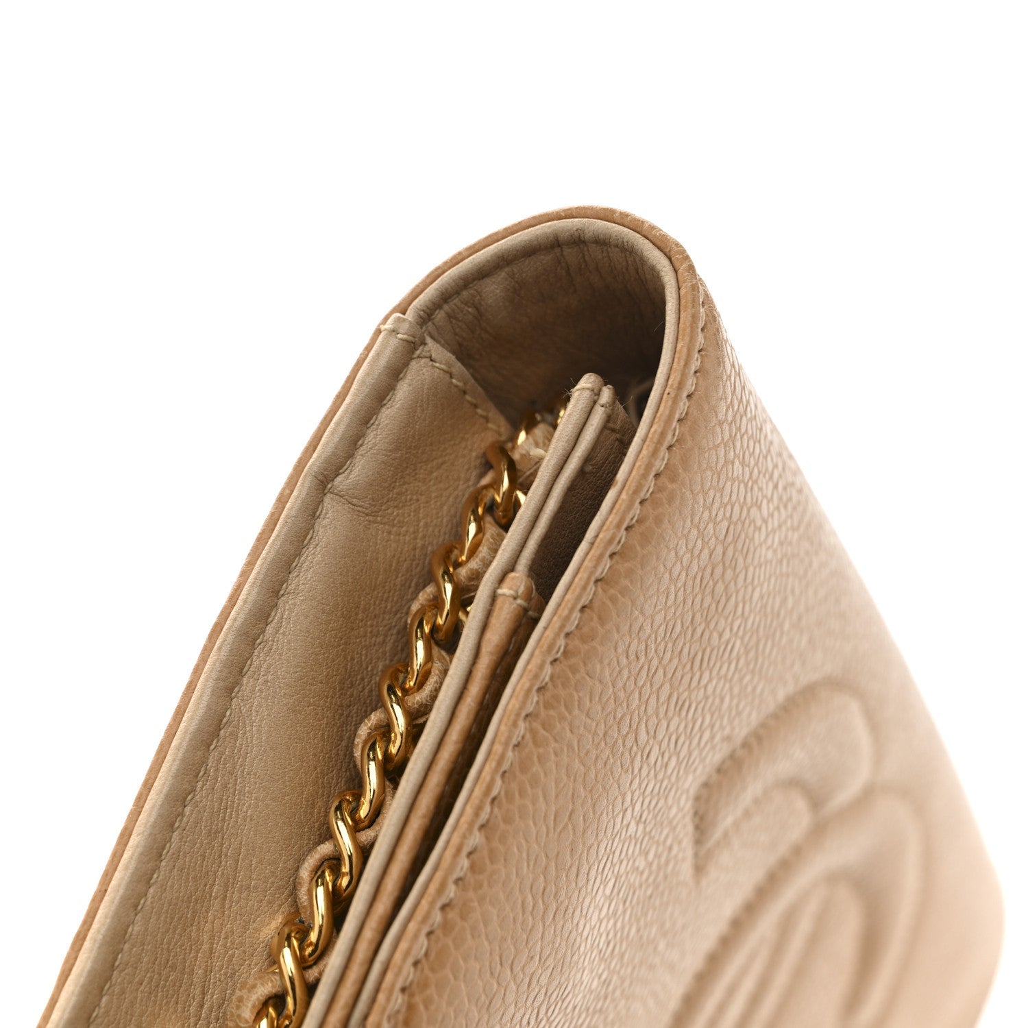 Chanel Caviar Timeless CC Wallet on Chain WOC Beige