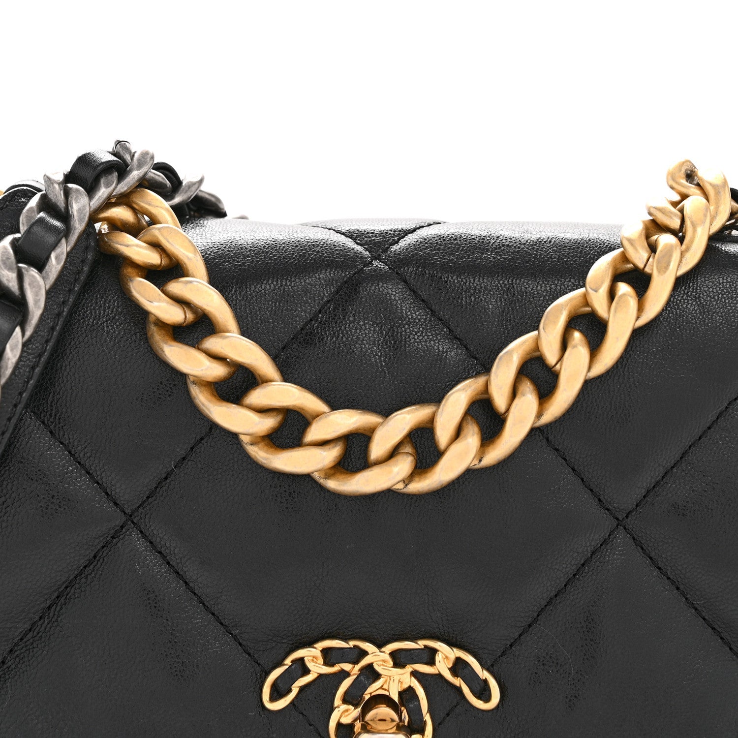 Chanel Goatskin Quilted Medium Chanel 19 Flap Black