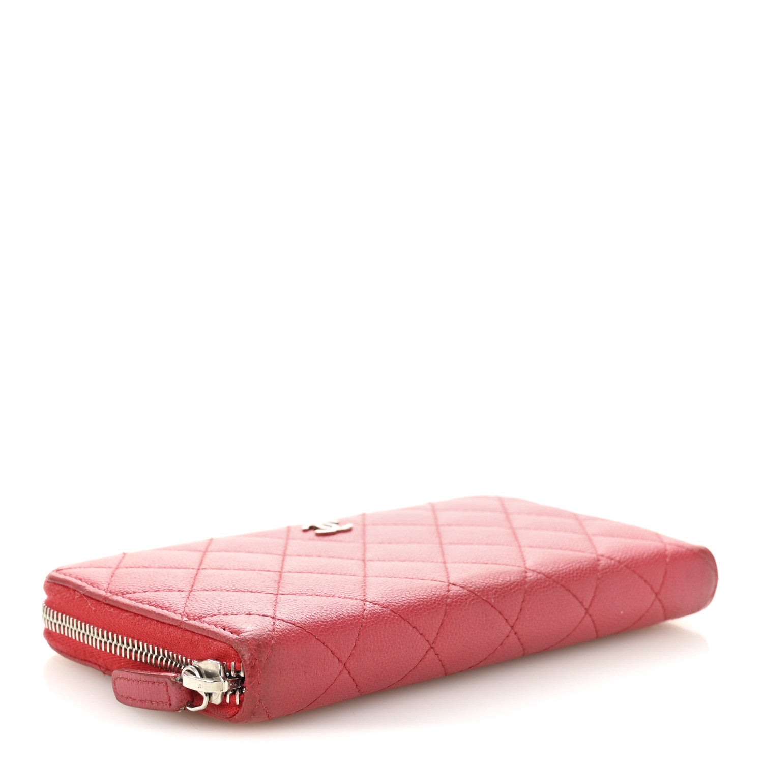 Caviar Quilted Large Gusset Zip Around Wallet Fuchsia