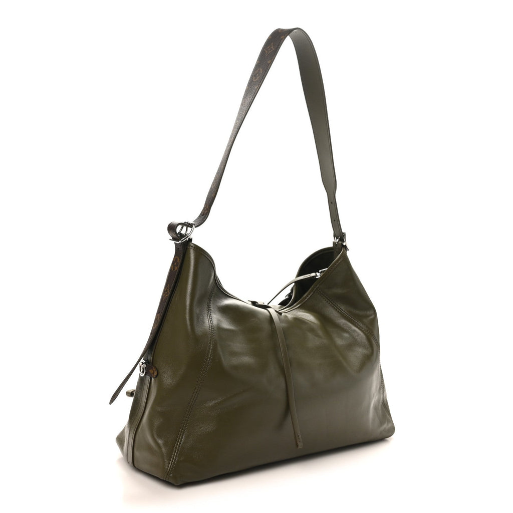 Louis Vuitton Lambskin CarryAll Vibe MM Dark Kaki