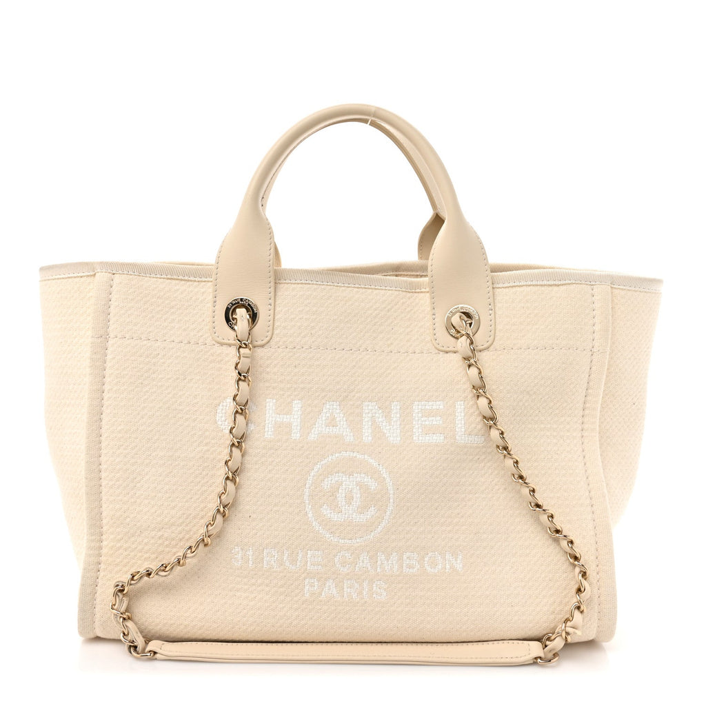 Chanel Mixed Fibers Small Deauville Tote White
