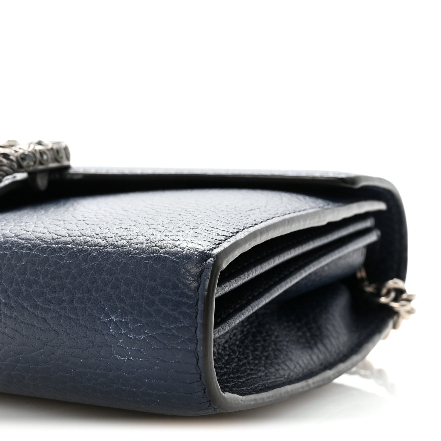 Gucci Dollar Calfskin Crystal Mini Dionysus Chain Wallet Blue Agata Black Diamond
