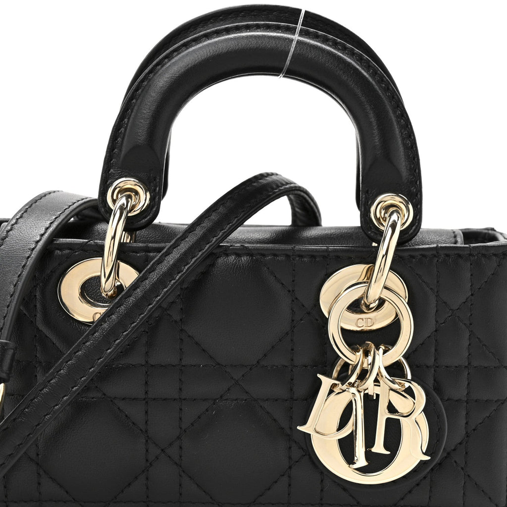 Christian Dior Lambskin Cannage Micro Lady D-Joy Black