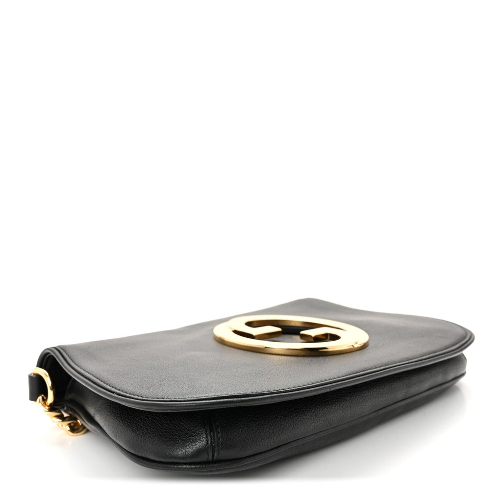 Gucci Roxy Calfskin Blondie Chain Shoulder Flap Bag Black
