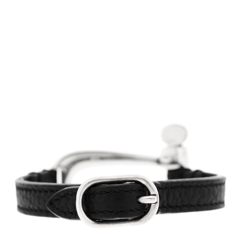 Gucci Sterling Silver Calfskin Horsebit Bracelet