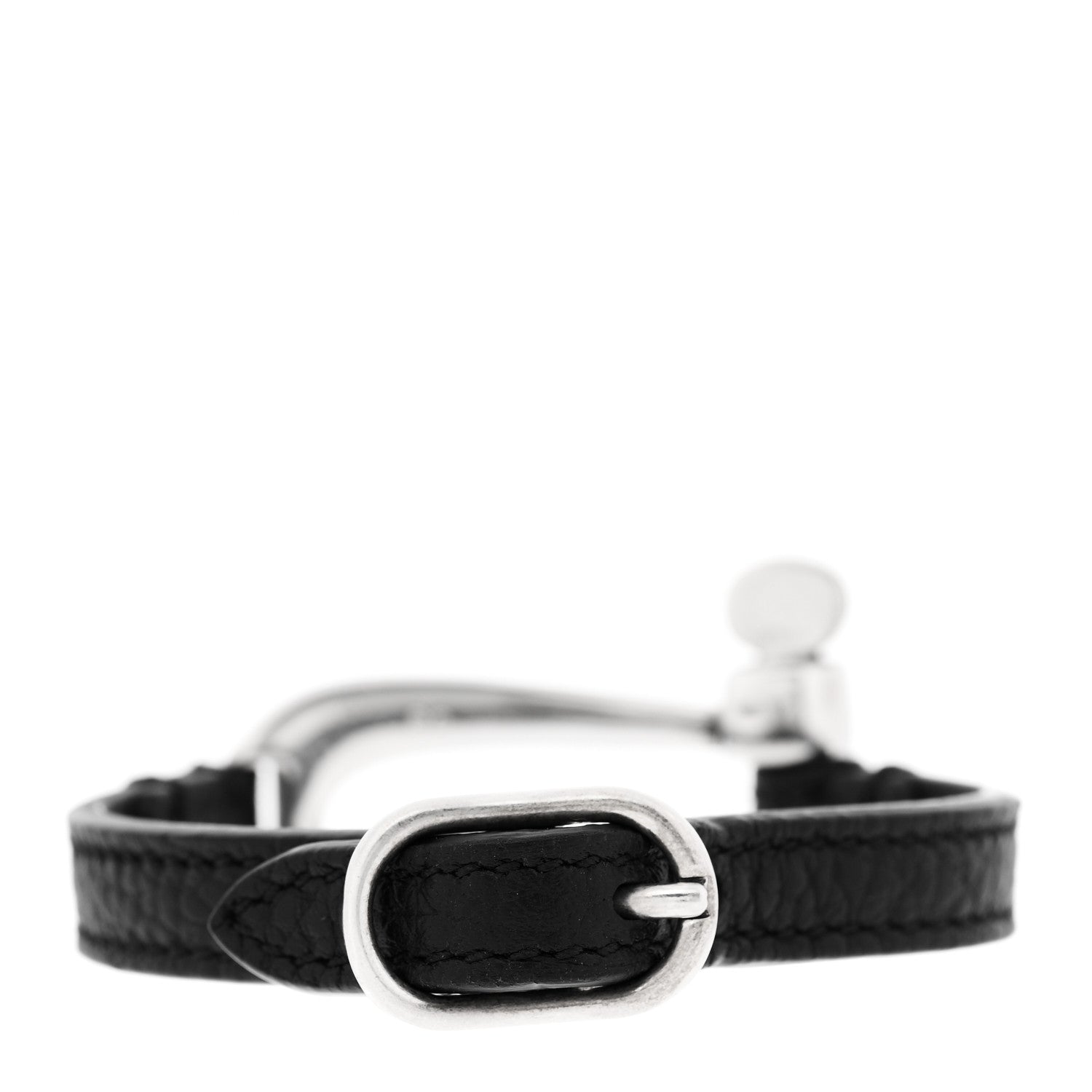 Gucci Sterling Silver Calfskin Horsebit Bracelet