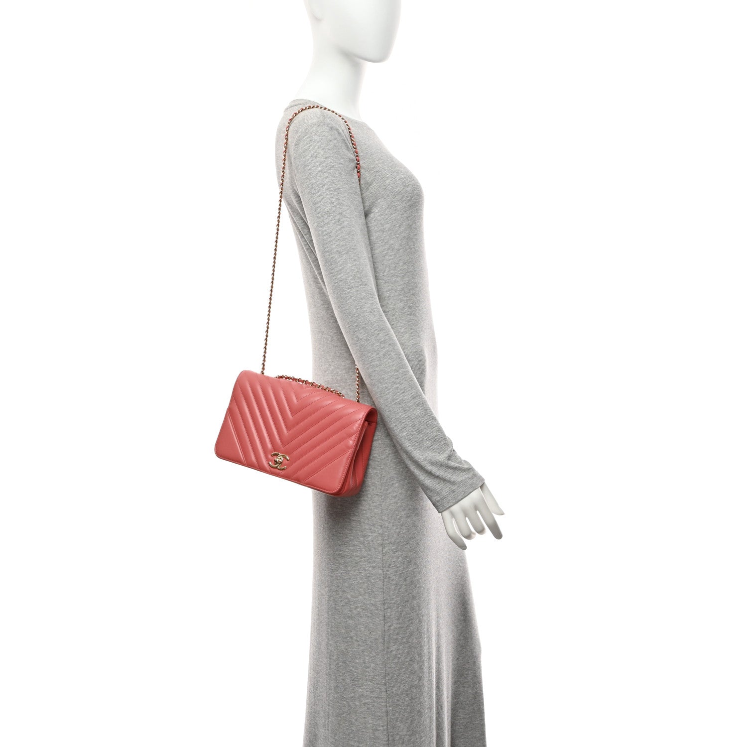 Chanel Calfskin Chevron Quilted Small Statement Flap Pink