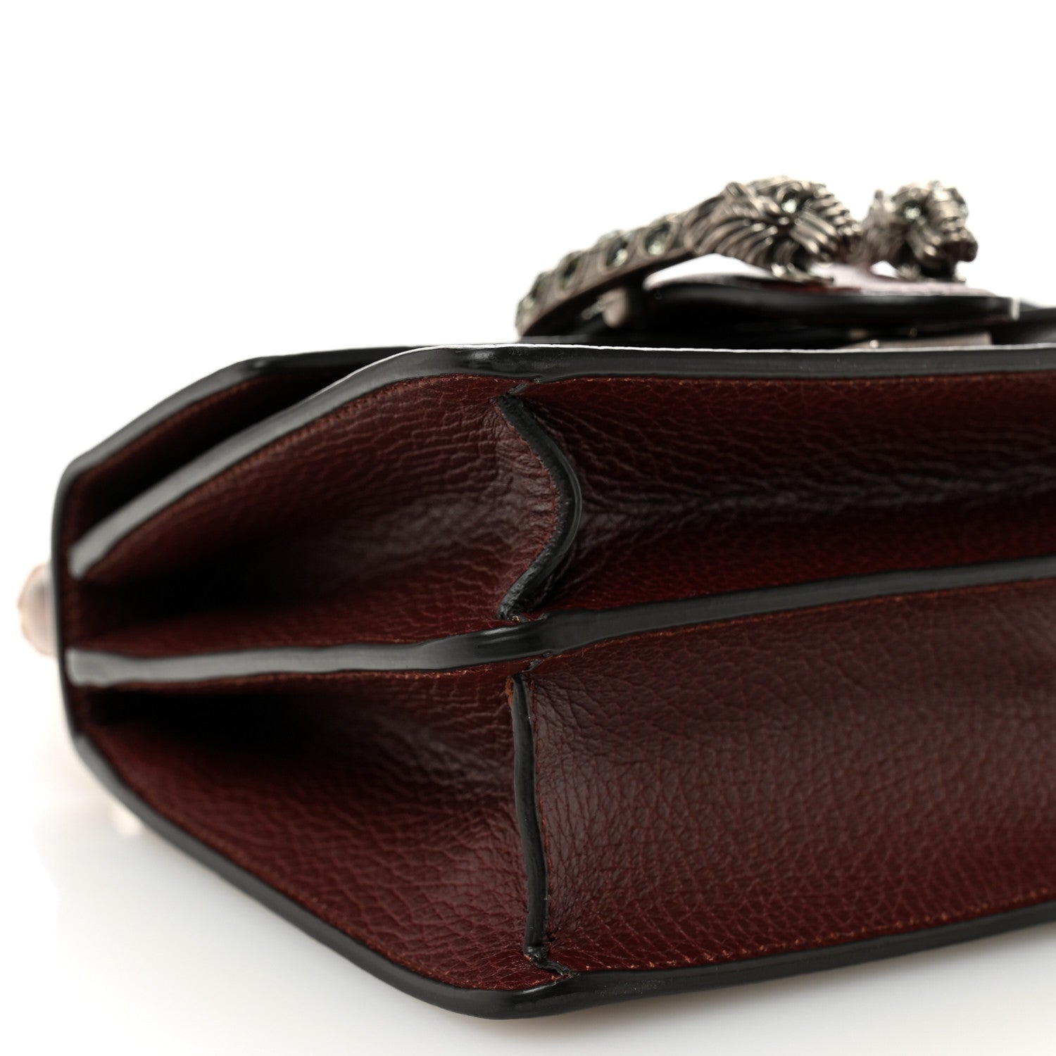 Gucci Dollar Calfskin Crystal Web Mini Dionysus Bamboo Top Handle Bag Vintage Bordeaux Black Diamond
