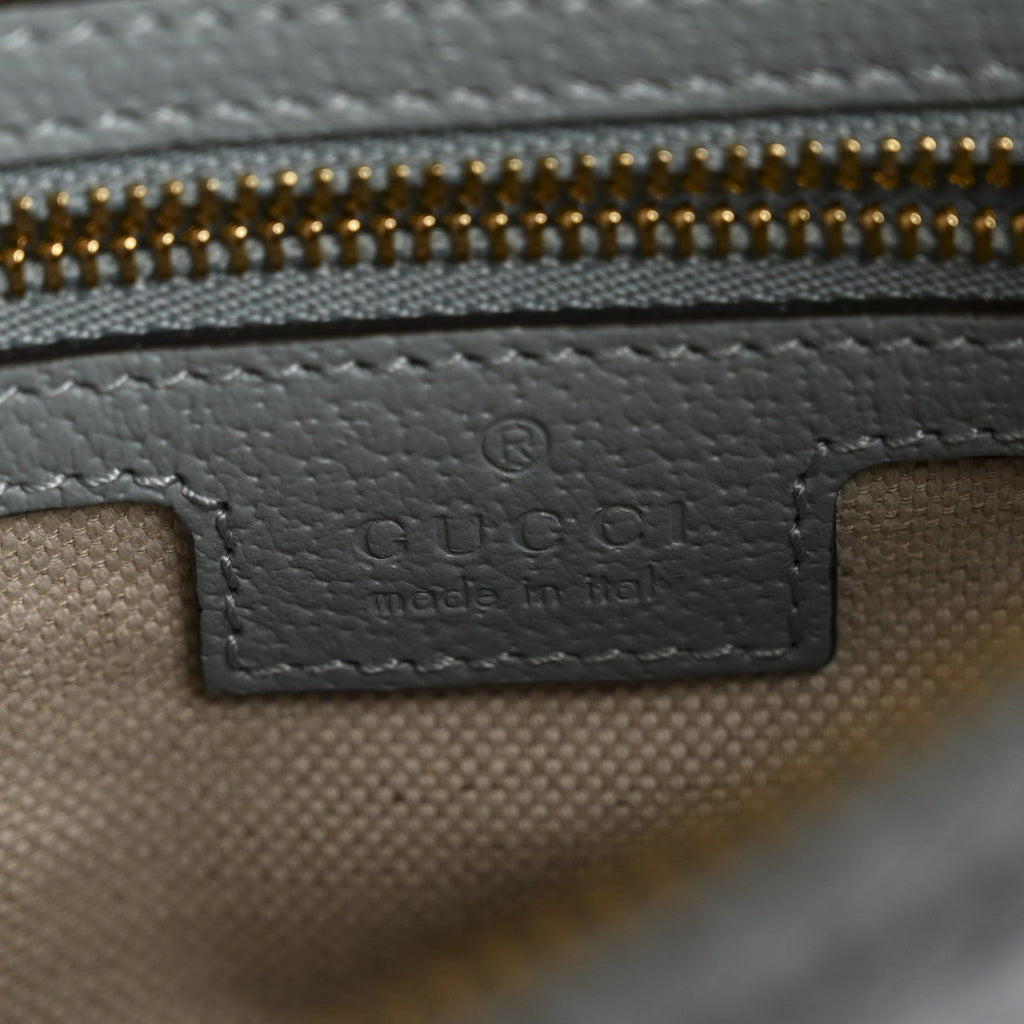 Gucci GG Supreme Monogram Textured Calfskin Web Super Mini Ophidia Shoulder Bag Dusty Blue