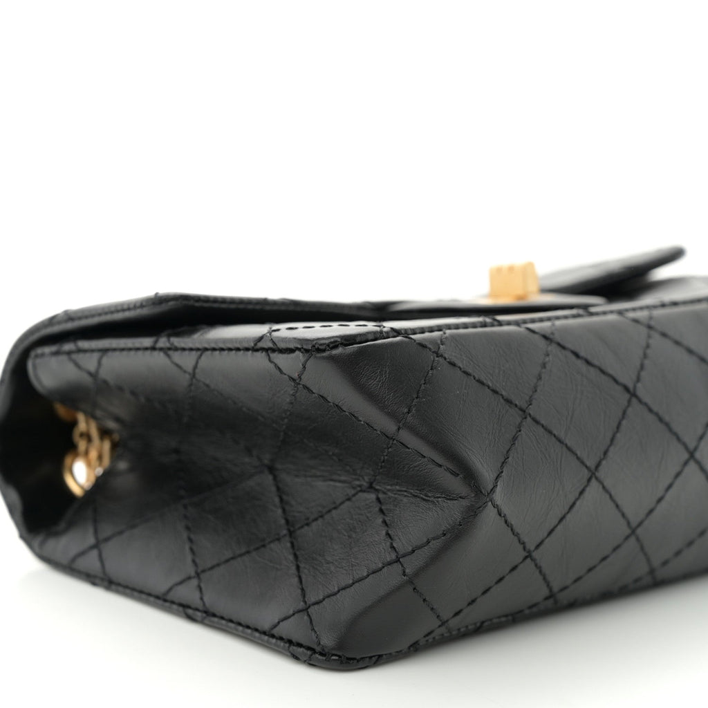 Chanel Aged Calfskin Quilted 2.55 Reissue Mini Flap Black