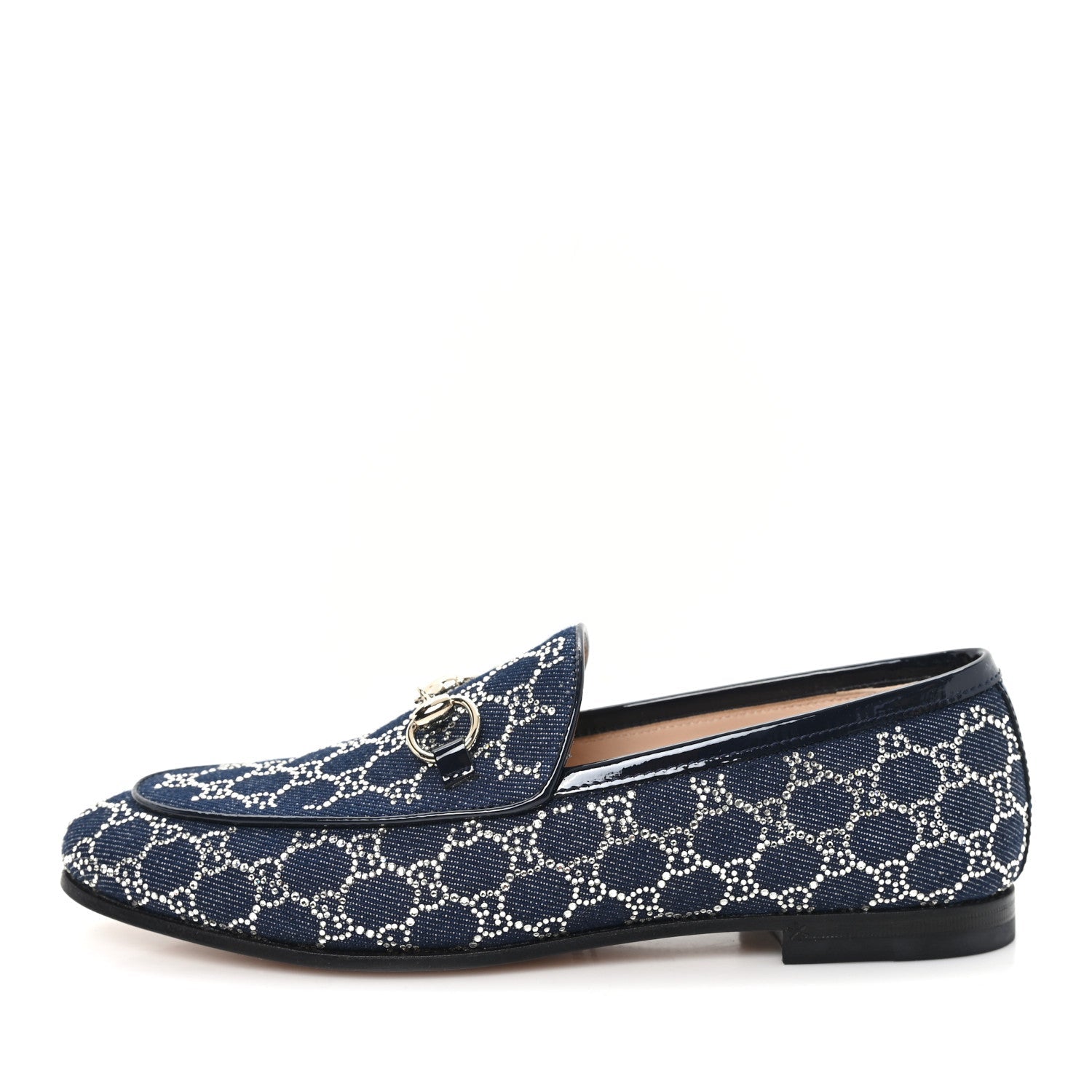 Gucci New Denim Crystal GG Monogram Womens 1953 Horsebit Jordaan Loafer 36 Blue