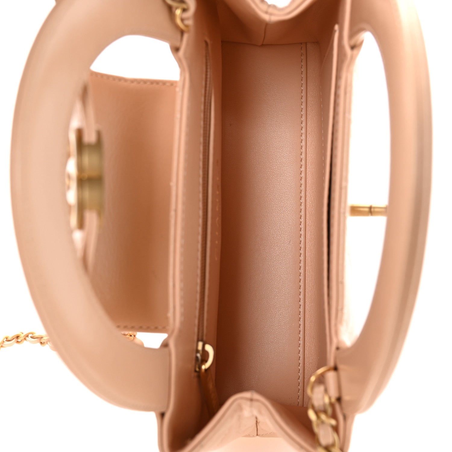 Chanel Shiny Aged Calfskin Quilted Nano Kelly Shopper Beige