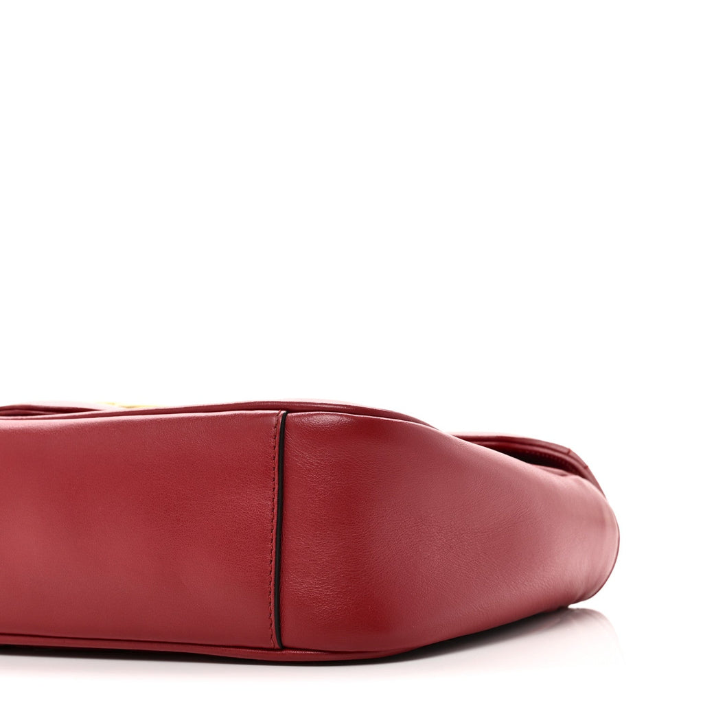 Gucci Calfskin Matelasse Small GG Marmont Shoulder Bag Hibiscus Red