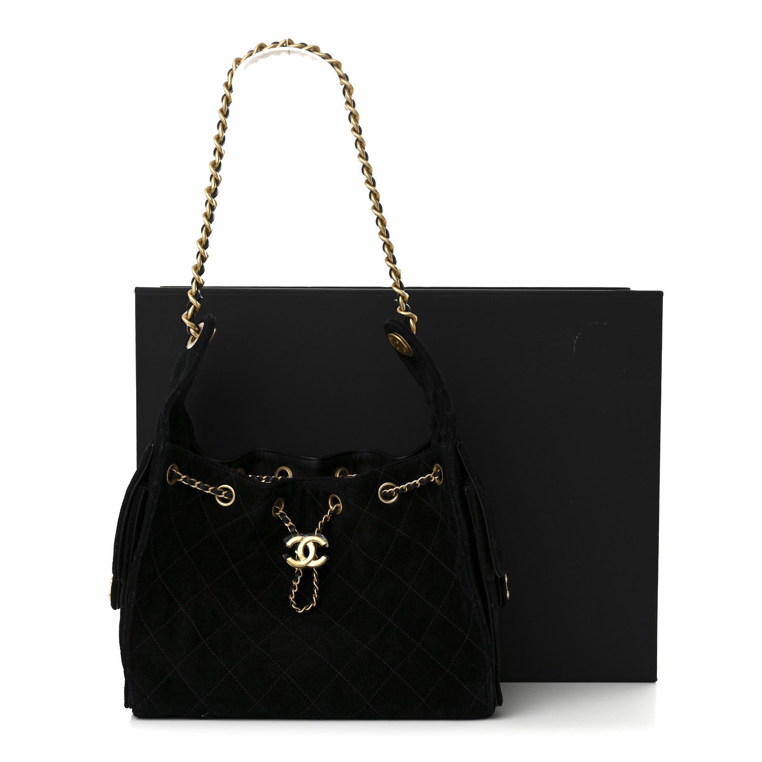 Chanel Suede Quilted Small Chanel 25 Handbag Black