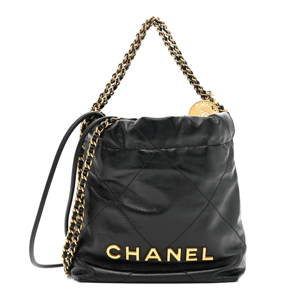 Chanel Shiny Calfskin Quilted Mini Chanel 22 Black