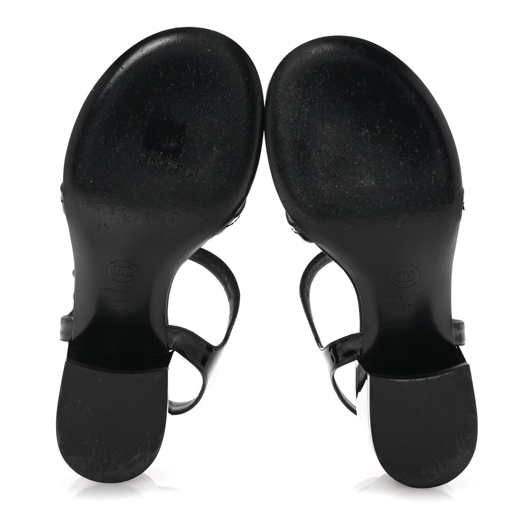 Patent CC Logo Thong Sandals 37 Black