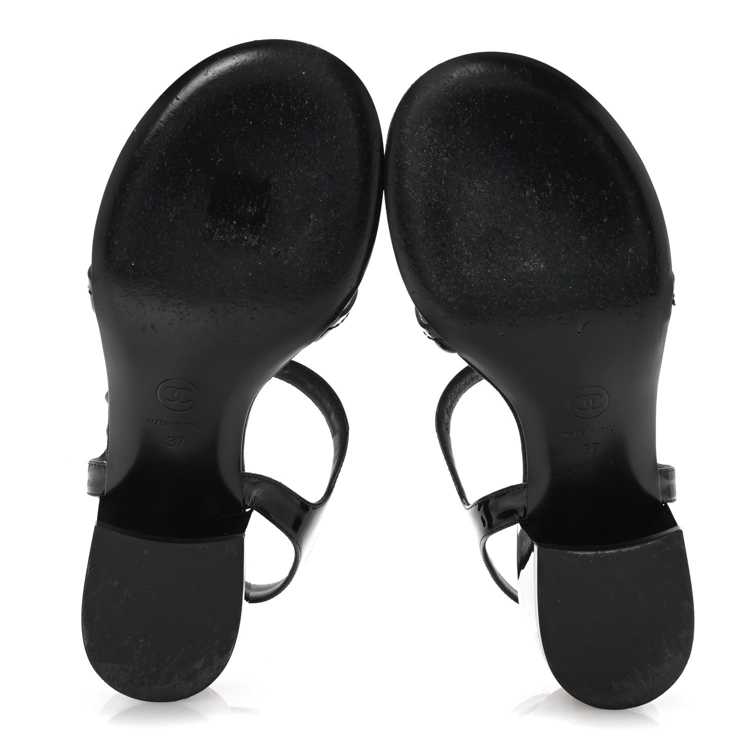 Patent CC Logo Thong Sandals 37 Black