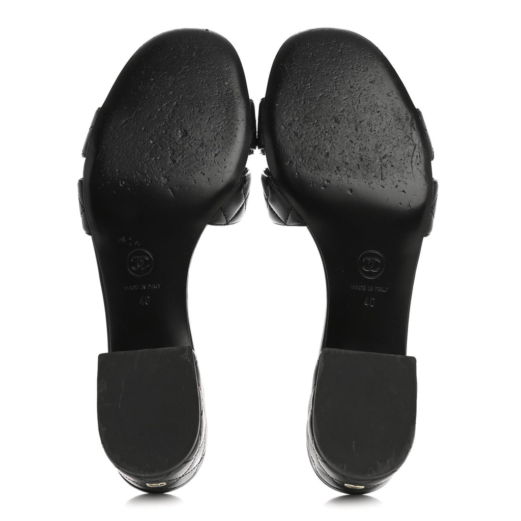 Lambskin Quilted Mules 40 Black