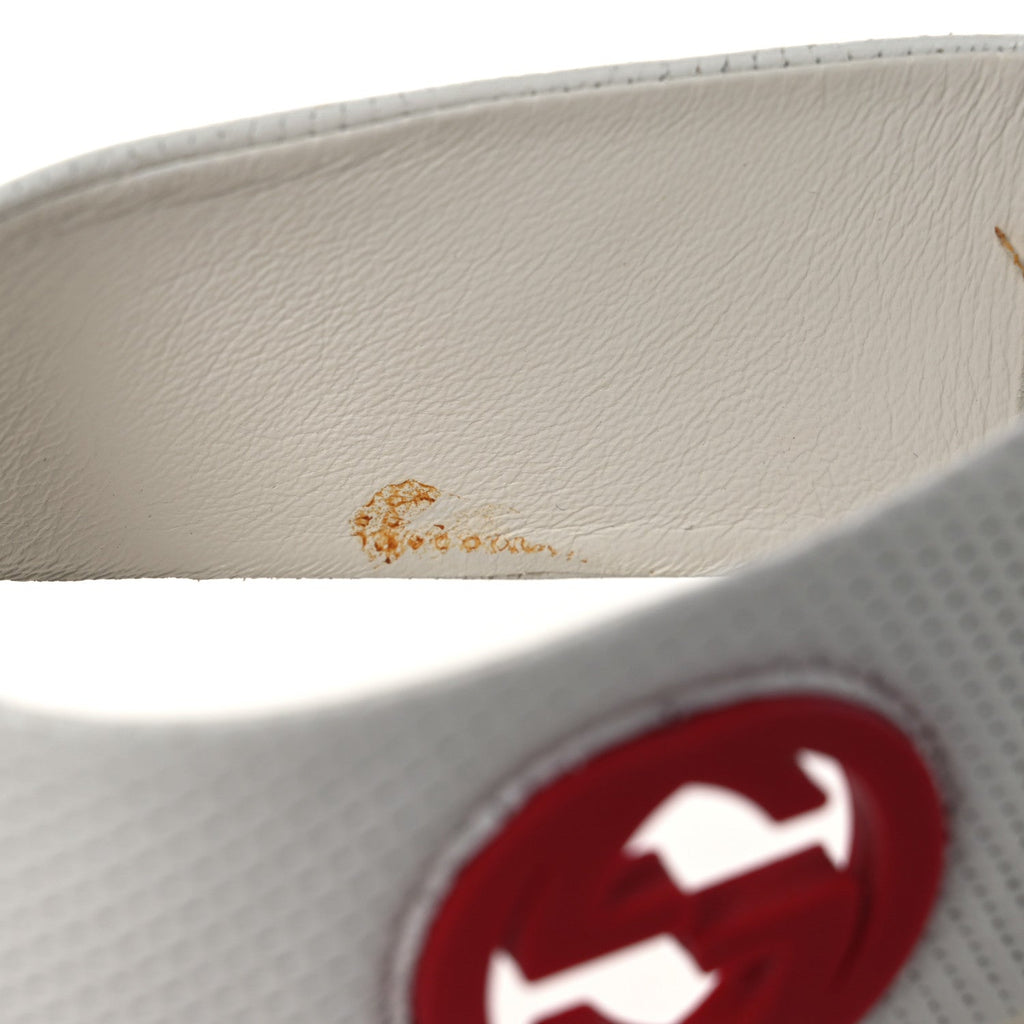 Gucci Calfskin GG Zip Thong Sandals 40.5 White
