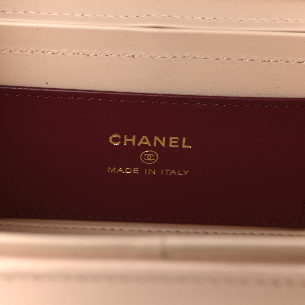 Chanel Shiny Caviar Preppy Coco Long Vanity With Strap Light Pink