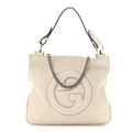 Gucci Sakai Be Green Calfskin Diagonal Stitched Small Blondie Tote Mystic White