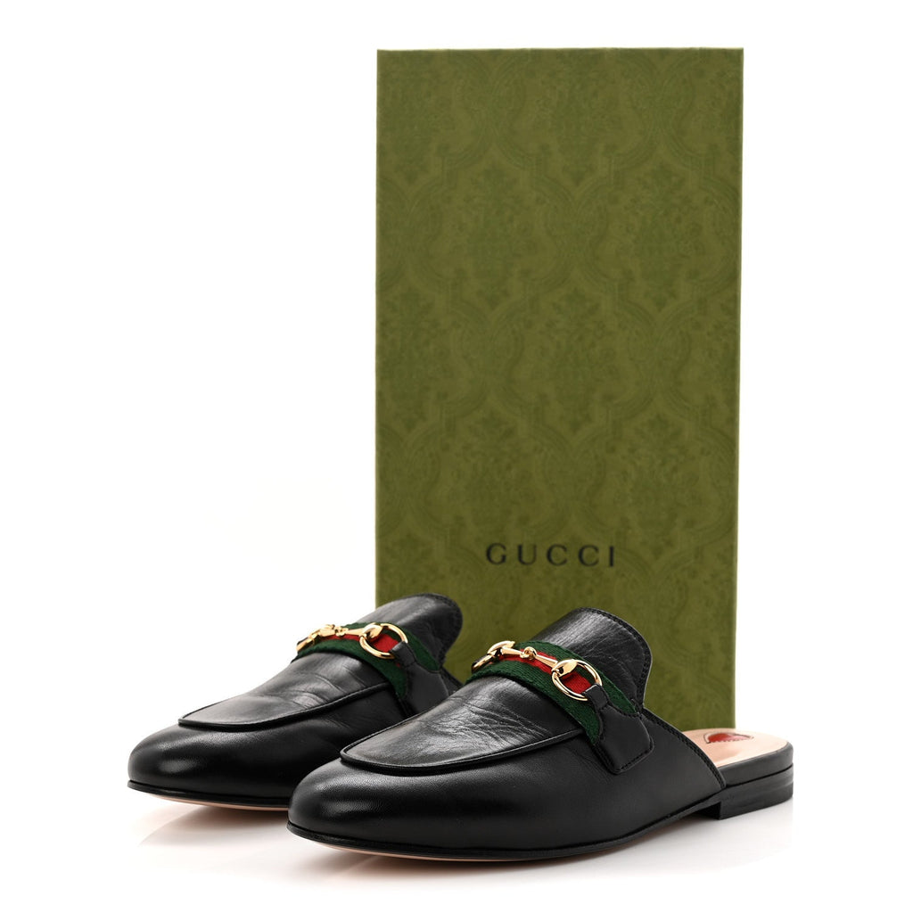 Gucci Malaga Kid Web Womens Princetown Slippers 36 Black