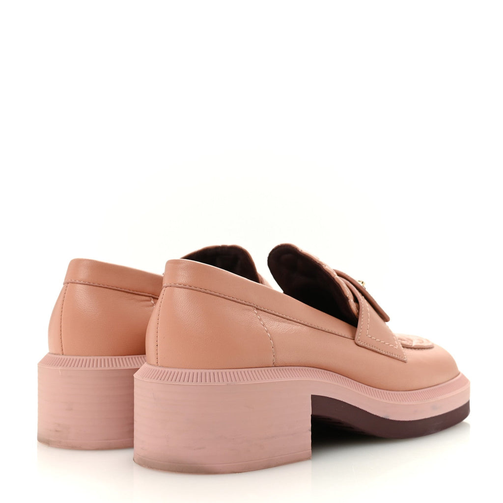Lambskin Quilted CC Turnlock Loafers 35.5 Dark Pink
