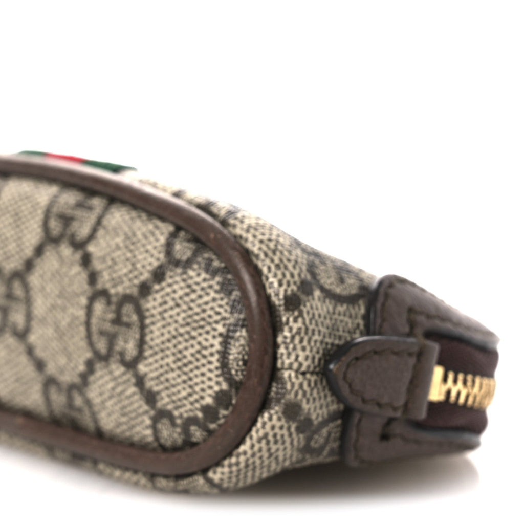Gucci GG Supreme Monogram Web Ophidia Dome Key Pouch Beige New Acero