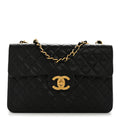 Chanel Lambskin Quilted XL Jumbo Single Flap Black