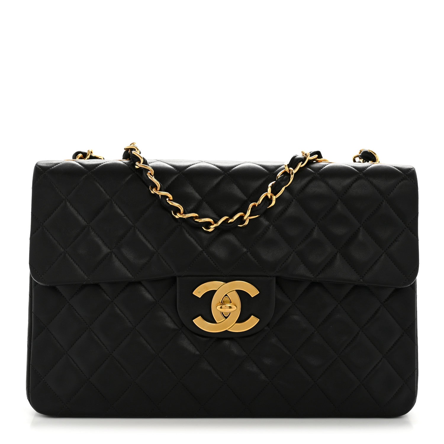 Chanel Lambskin Quilted XL Jumbo Single Flap Black