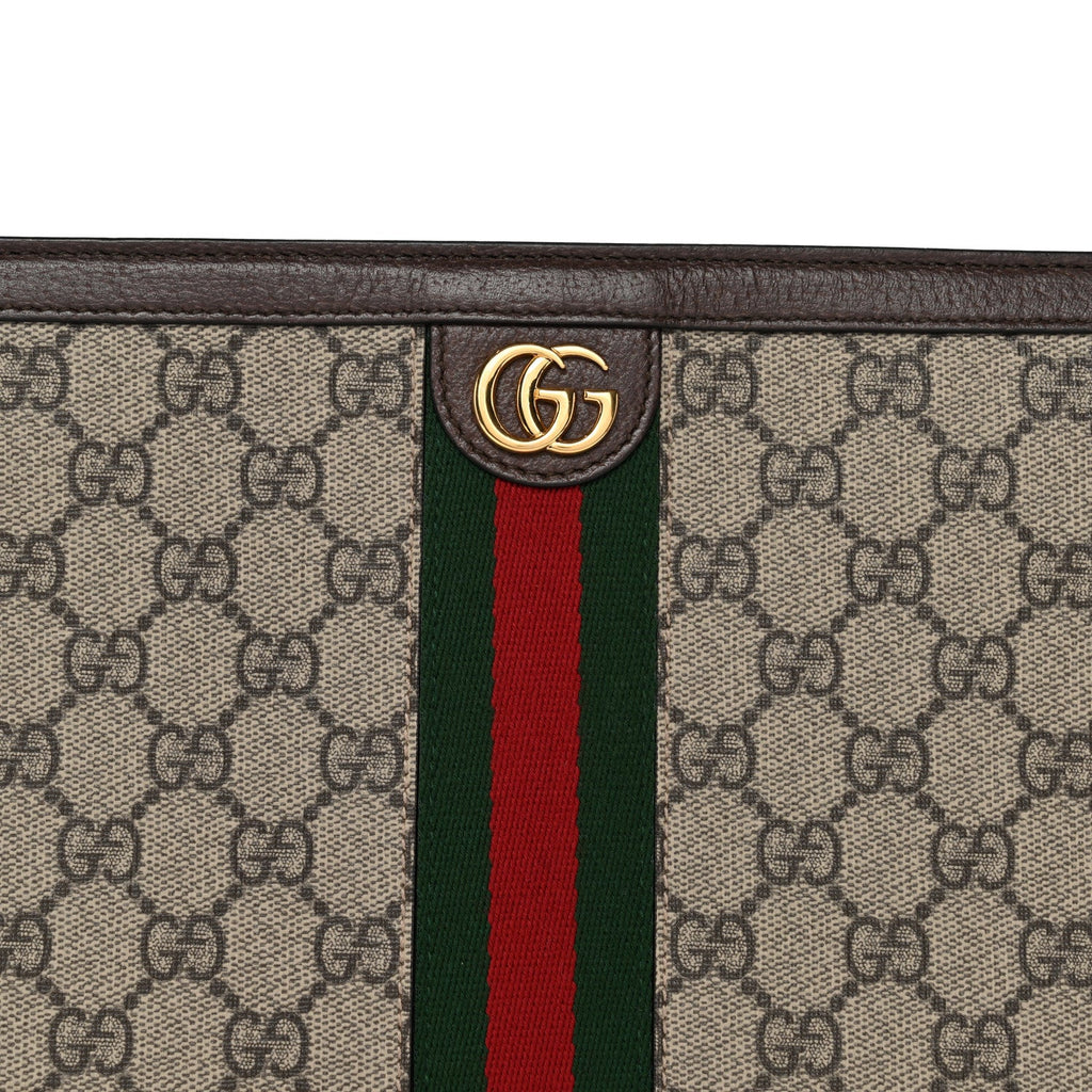 Gucci GG Supreme Monogram Web Ophidia Pouch Brown