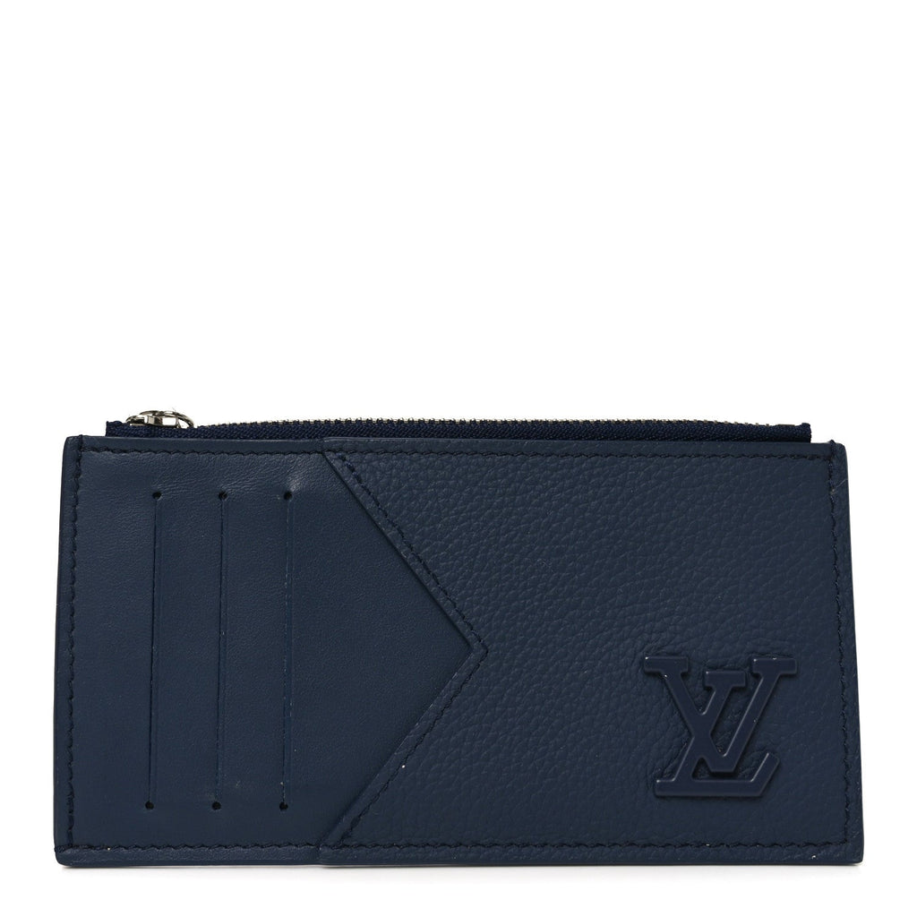 Louis Vuitton Calfskin Aerogram Coin Card Holder Navy Blue