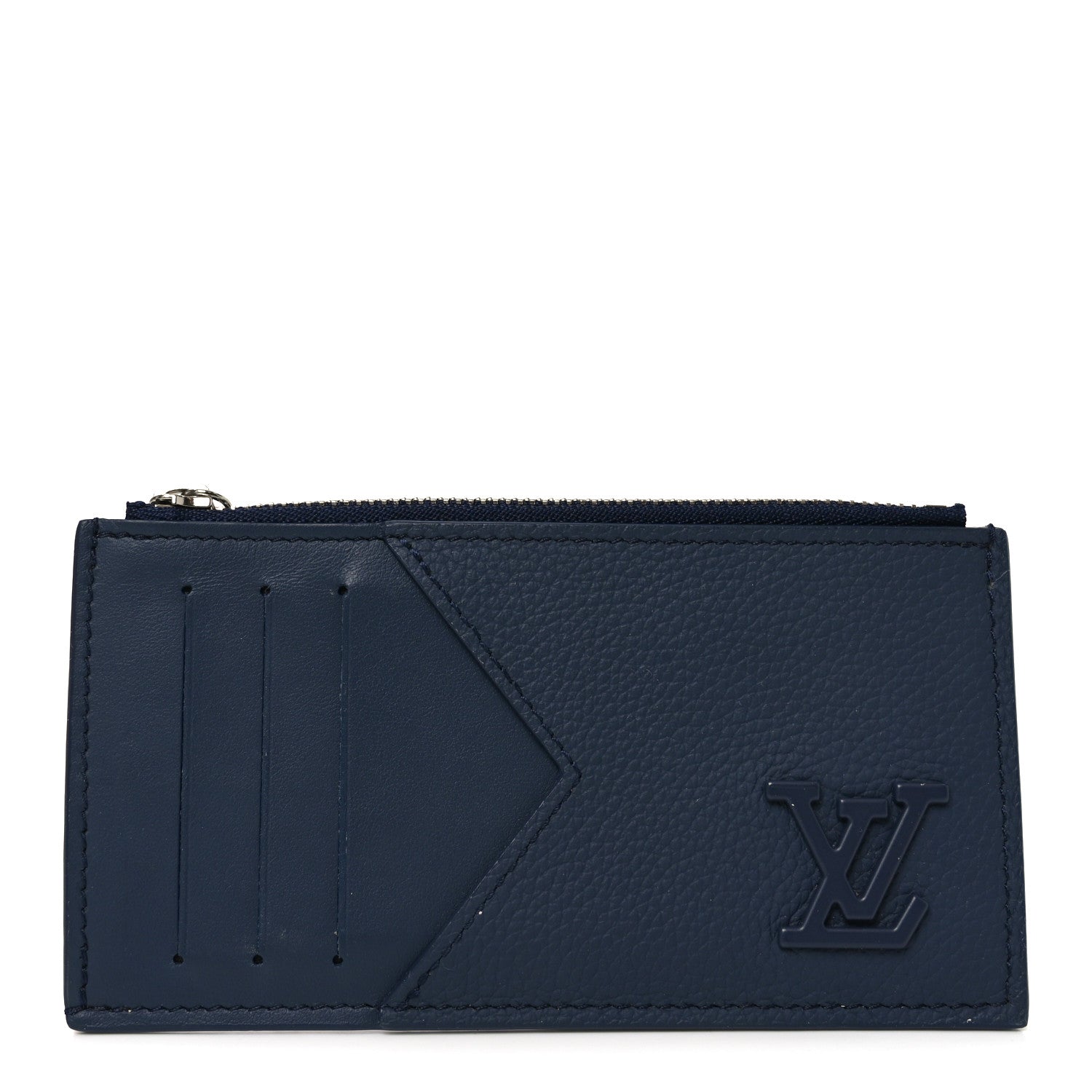 Louis Vuitton Calfskin Aerogram Coin Card Holder Navy Blue