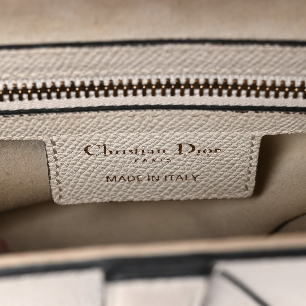 Christian Dior Grained Calfskin Saddle Bag White
