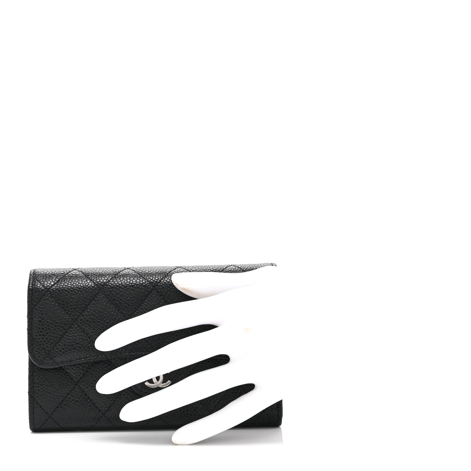 Caviar Quilted Medium Flap Wallet Black