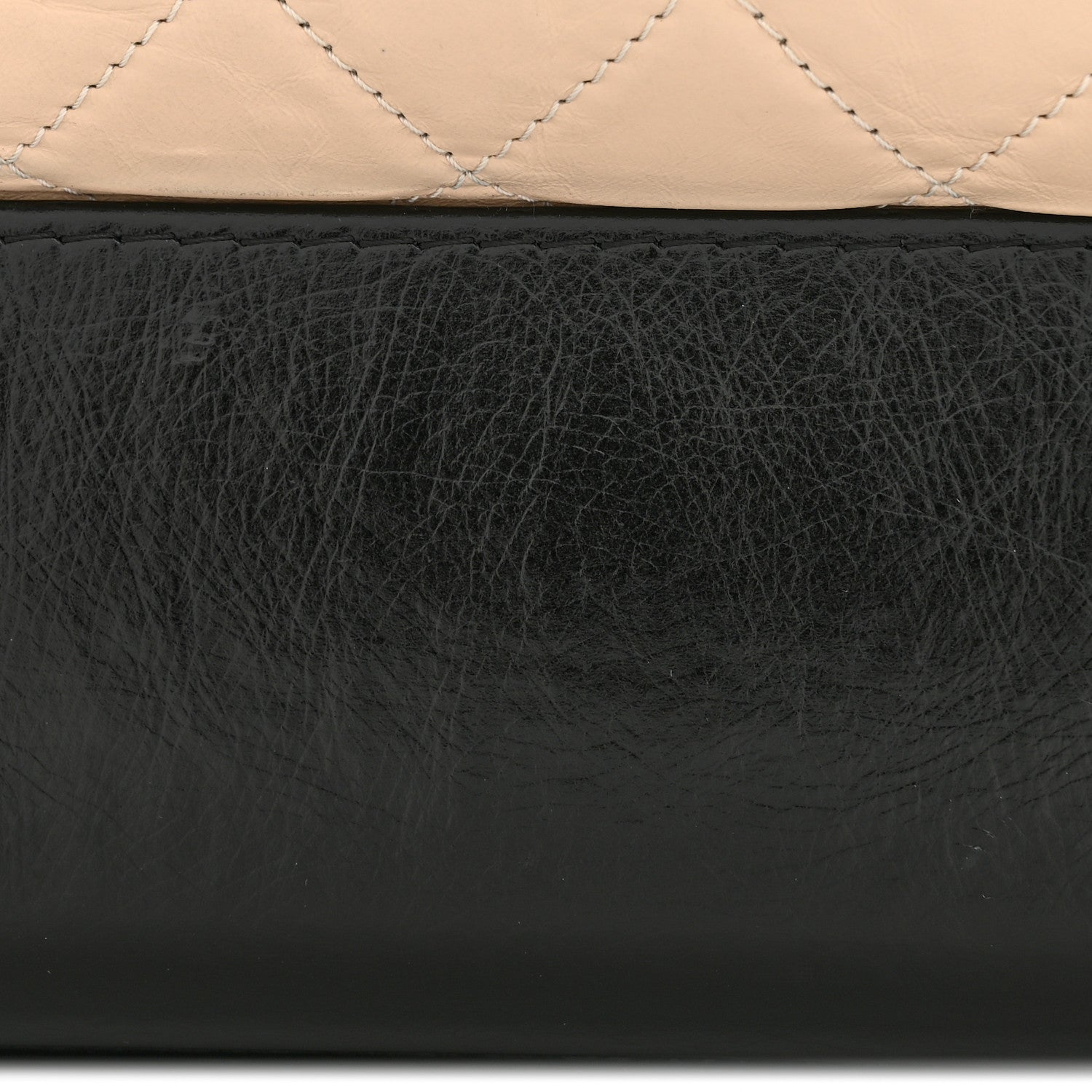 Chanel Aged Calfskin Quilted Medium Gabrielle Hobo Beige Black