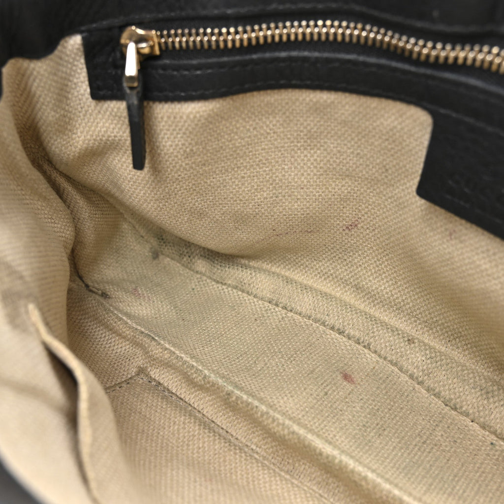 Gucci Pebbled Calfskin Medium Soho Flap Crossbody Black