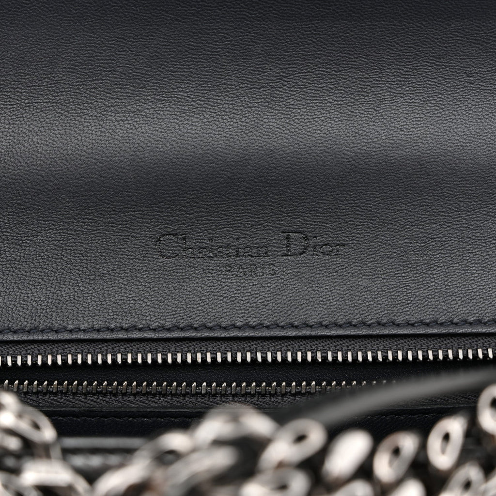 Christian Dior Metallic Patent Micro-Cannage Medium Diorama Flap Bag Onyx Black