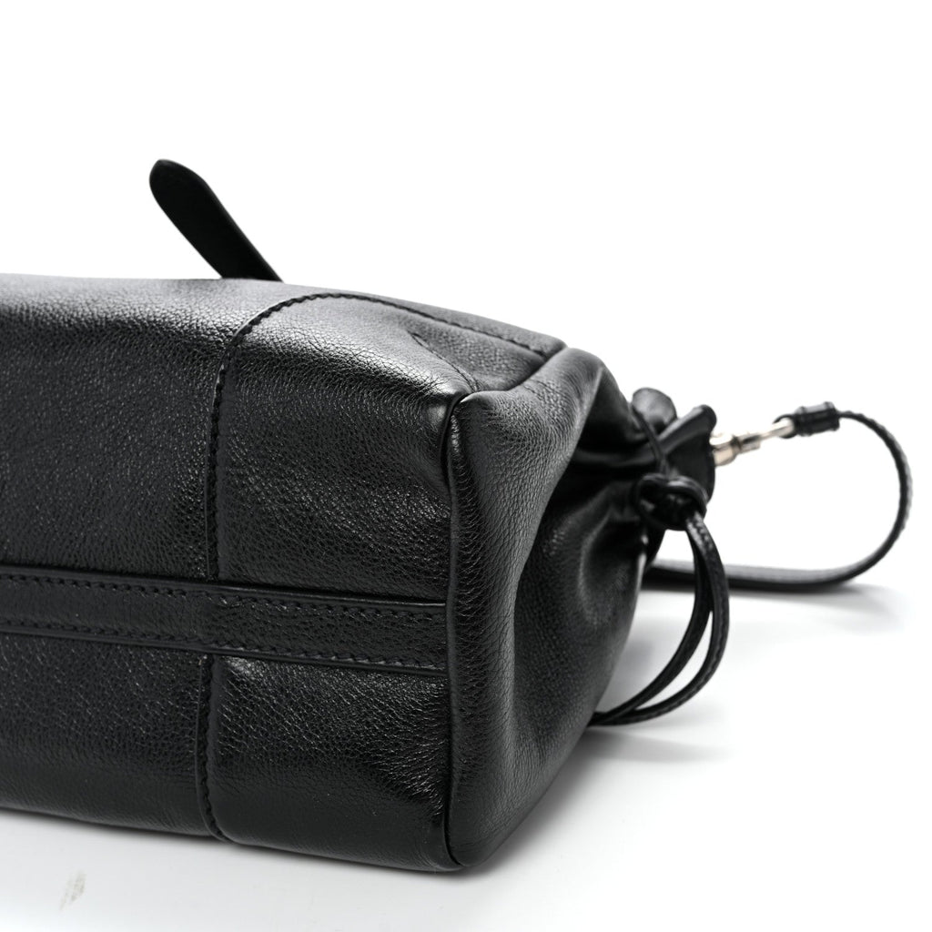 Prada Antiqued Calfskin Triangle Medium Bonnie Shoulder Bag Black