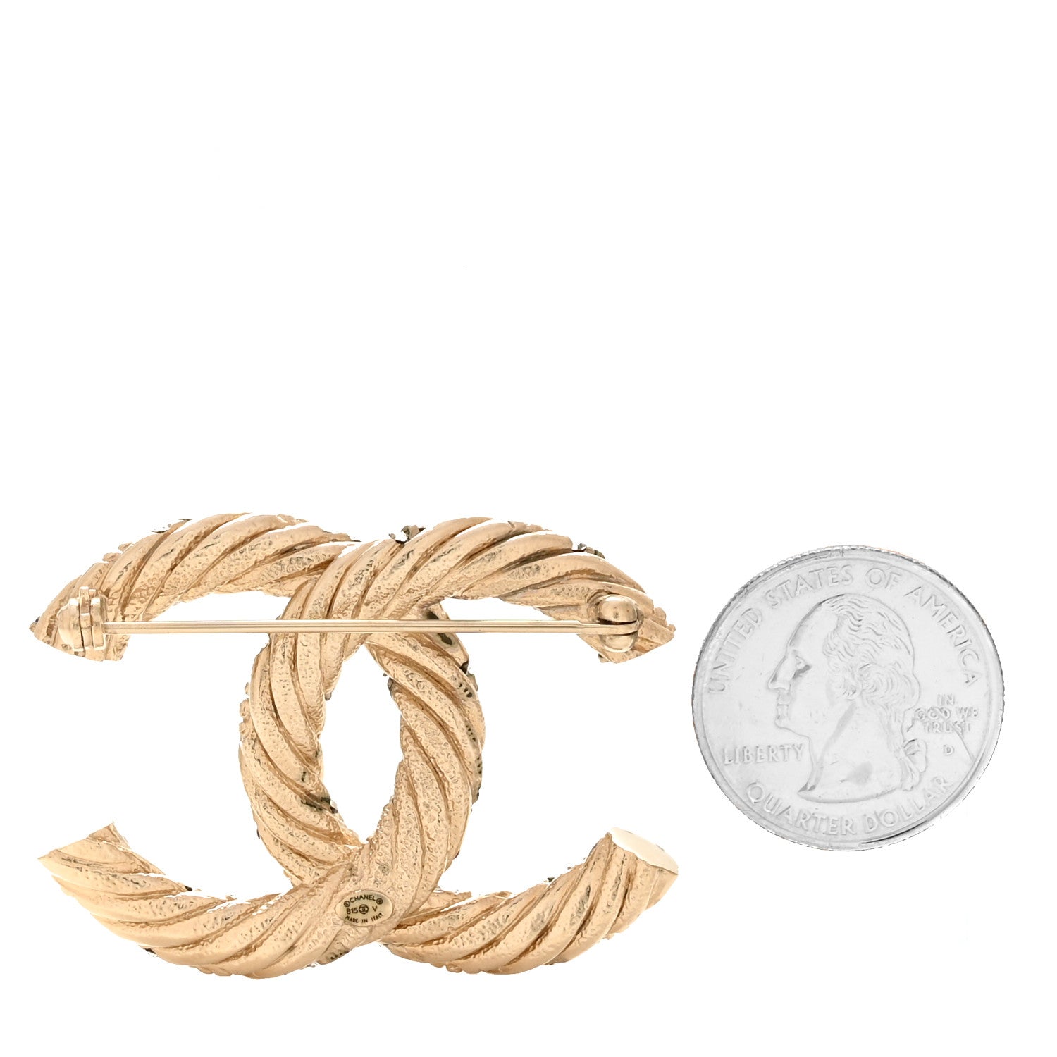 Crystal Twisted CC Brooch Light Gold